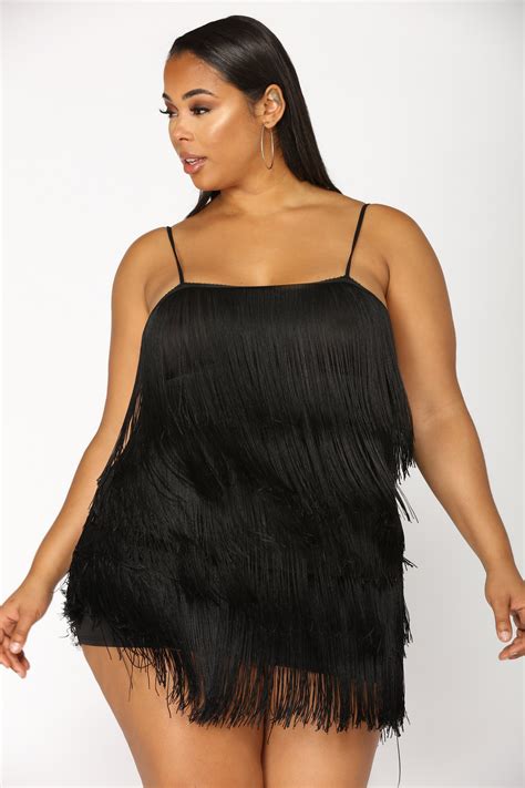 Something To You Fringe Dress - Black/Black | Fashion Nova | Plus size ...
