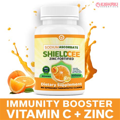 SHIELD CEE Sodium Ascorbate Zinc Immune Booster Vitamin C with Zinc ...