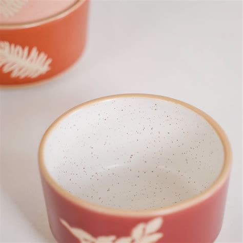 Leaf Design Ceramic Snack Bowl Set Of 4 180ml Online - Premium Snack ...