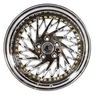 Buy AodHan DS03 Passenger Side Wheel - Vacuum Chrome wGold Rivets: 18x9 ...