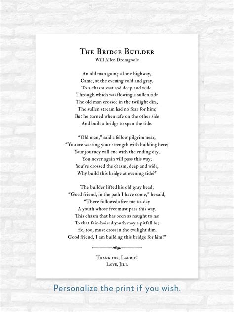 The Bridge Builder Poem Art Print Framed Meaningful Father's Day Gift ...