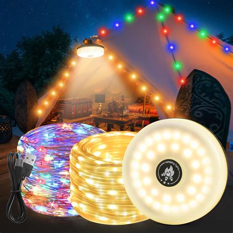 DAJILI Camping String Lights, 33Ft/10M 100 LED Portable Outdoor Camping ...