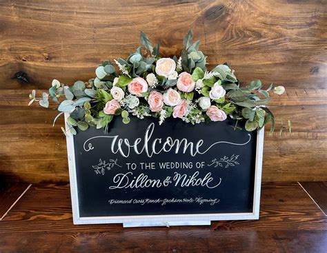 Wedding Sign Flowers, White Wedding Welcome Sign Flowers, Bridal Decor ...