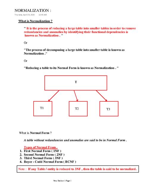 Normalization Concepts and Types in Database Design (CS101) - Studocu