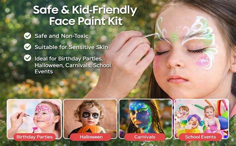 Water Based Face Paint Makeup Kit with 42 Colors, Brushes, Reusable ...