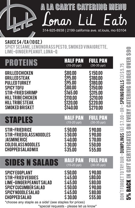 Catering Menu - Lonas LiL Eats