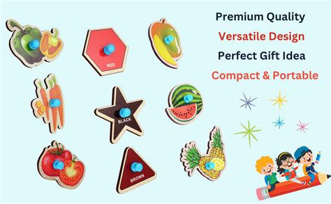 Novanest Wooden Puzzle Set For Kids 6 Pack Montessori Learning Toys For ...