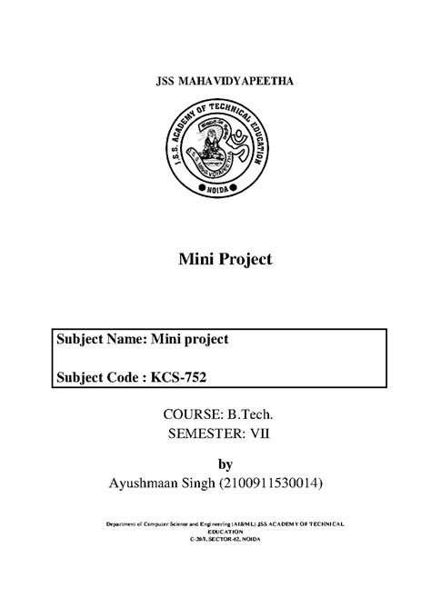Ayushmaan minproject - useful stuff - JSS MAHAVIDYAPEETHA Mini Project ...