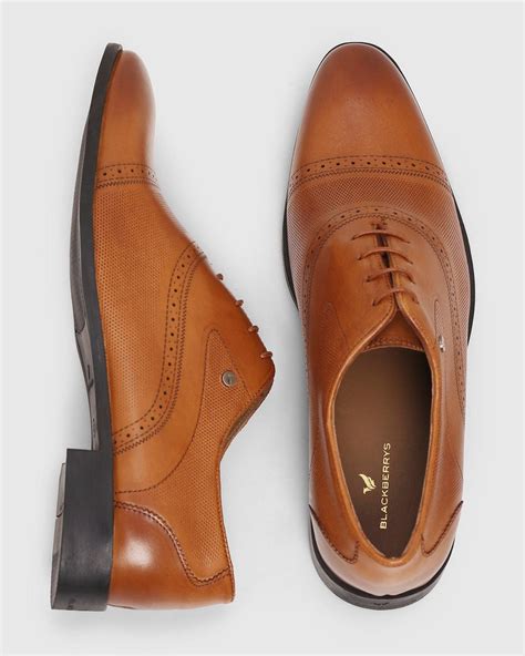 Buy Must Haves Leather Tan Textured Oxford Shoes Online