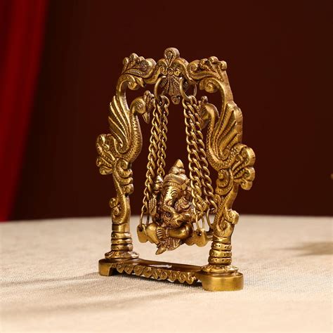 Brass Showpiece Ganesh Jhula God Idol Statue – Ethnic India Handicrafts