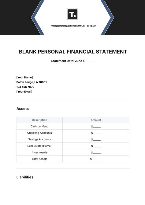 Personal Bank Statement Template