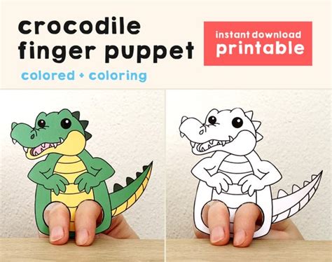 Crocodile Paper Craft Printable Australian Animal Finger - Etsy India