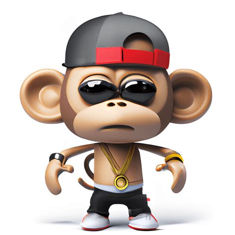 3D Render Cute Hip Hop Funny Monkey Cartoon Illustration · Creative Fabrica
