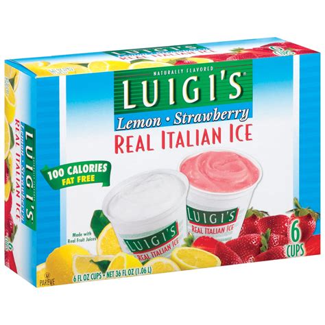 LUIGI'S Real Italian Ice-Lemon/Strawberry Variety Pack, 6 floz (Pack of ...