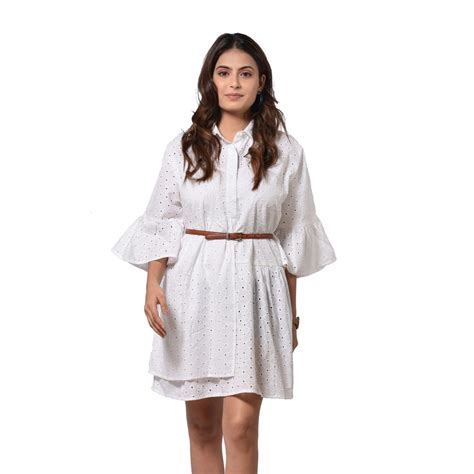 Loose Fit Schiffli Cotton Dress – CHIKARI