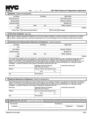LIC4 Work History for Registration Application - Blank Fillable ...