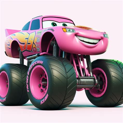 Pink lightning mcqueen monster truck in 2025 | Monster trucks, Car ...