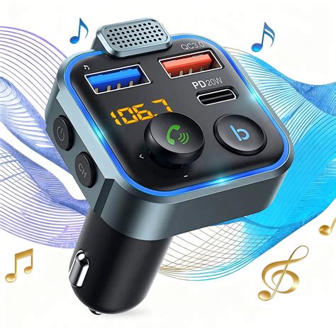 Bluetooth 5.0 FM Transmitter for Car, Bluetooth Car Adapter, PD 20W ...