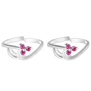 GIVA 925 Silver Pink Blossom Trio Toe Rings| Toe Rings for Women and ...