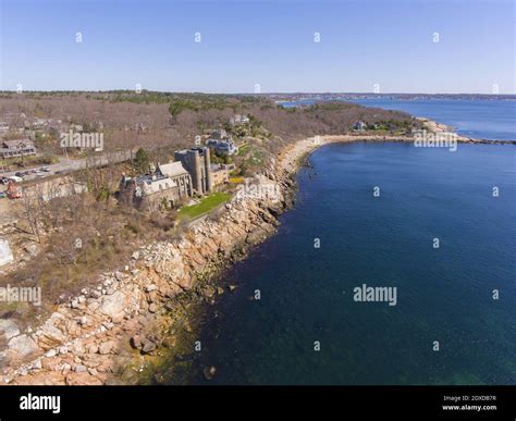Aerial view of Hammond Castle in village of Magnolia in city of ...