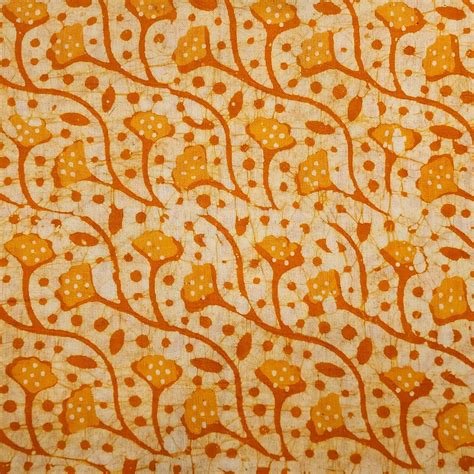 Pure Cotton Moum Batik Orange Flower Buds Jaal Hand Block Print Fabric ...
