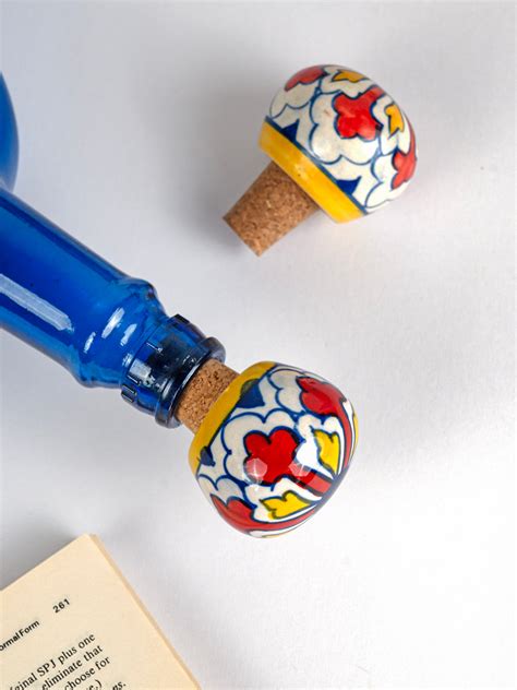 Premium Blue,Red,Yellow and White color design Wine Bottle Stopper (Set ...