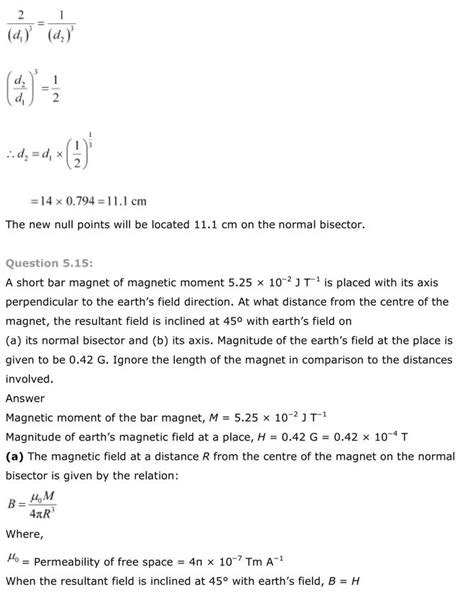 RBSE Class 12 Physics Chapter 5 – Magnetism and Matter Solutions