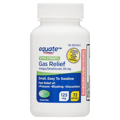 Equate Extra Strength Gas Relief Simethicone 125 mg Softgels, 72 Count ...