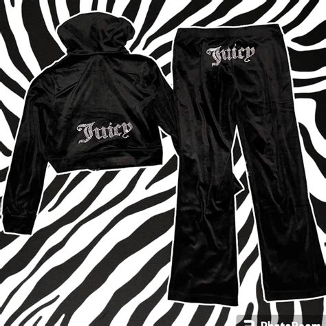 Black Velour Juicy Couture Tracksuit Size Large... - Depop