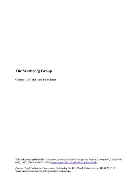 The Wolfsberg Group | Basel Institute on Governance