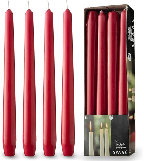 Amazon.com: Luxurious 10" Red Taper Candles, 8 Pack Long Red ...