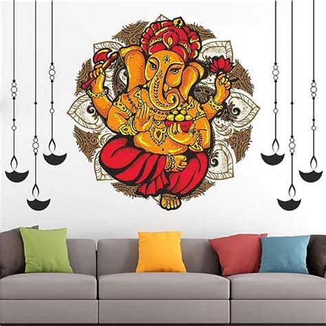 CAVE ART ' Lord Kishna with Flute Hindu God Spiritual Wall Stickers for ...