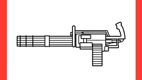 How to draw a M134 MINIGUN step by step / drawing GAU-2/An machine gun ...