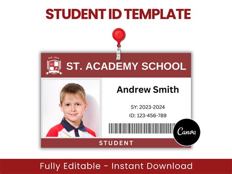 Student ID Card Template, Editable School ID, Homeschool Teacher Badge ...