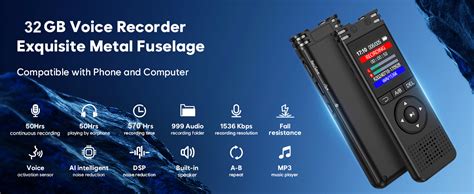 Cason 32GB Voice Recorder Device with AI Noise Reduction & Mp3 Player ...