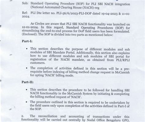 Standard Operating procedure (SOP) for PLI SBI NACH integration ...