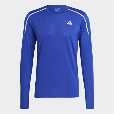 Clothing - Fast Long Sleeve Engineered Tee - Blue | adidas South Africa