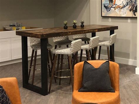 Reclaimed Wood Bar Table Natural Steel Metal U-leg Restaurant Counter ...