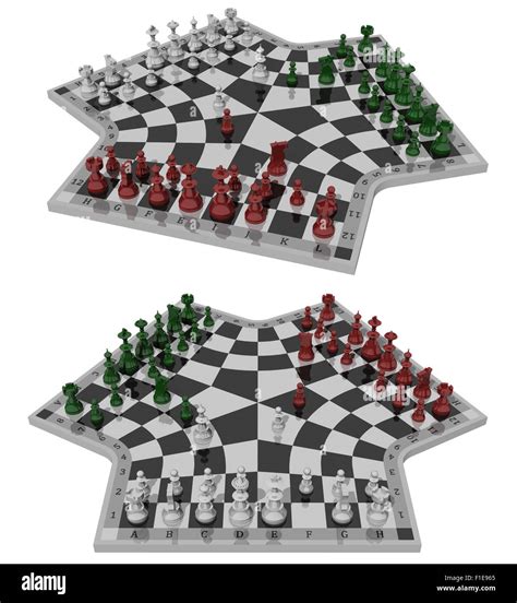 Three-handed chess, two views Stock Photo - Alamy