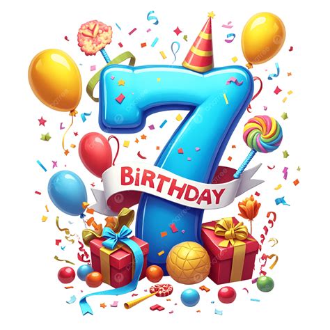 Colorful 7th Birthday Celebration Balloons And Fun, Colorful 7th ...