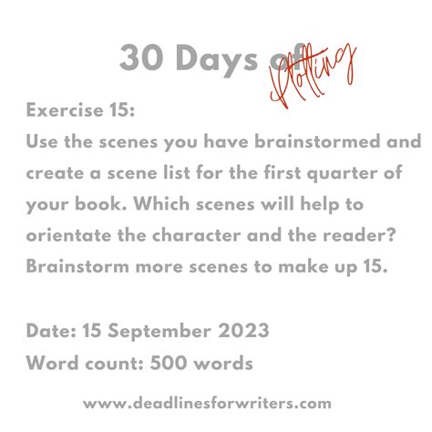 Day 15 of 30 days of Plotting - Deadlines for Writers