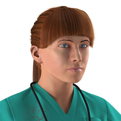 Female Caucasian Surgeon with Blood Rigged 3D | 3D Molier International