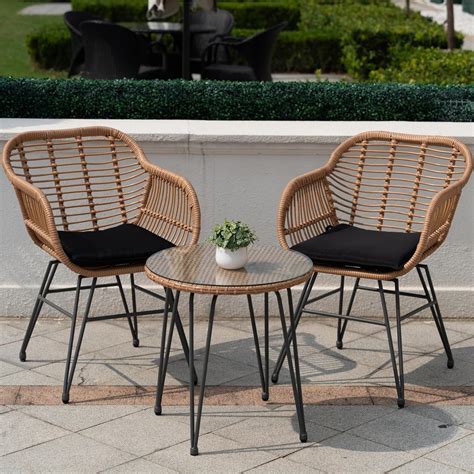MOOWIND 3 PCS Outdoor Wicker Furniture Patio Bistro Set, PE India | Ubuy