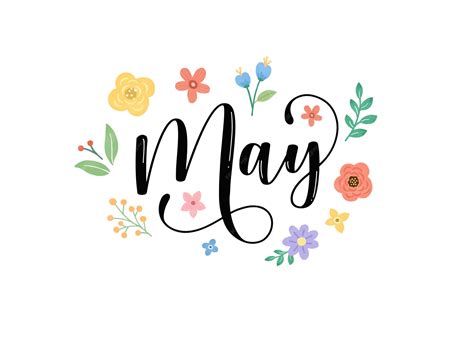 Tipografía de letras del mes de mayo dibujada a mano para portada ...