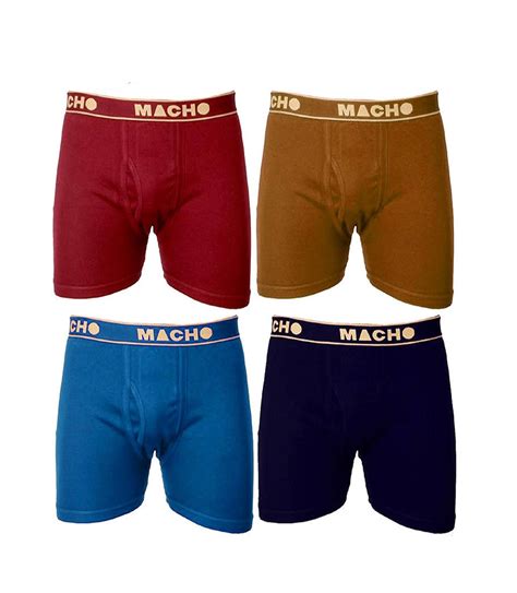 Buy Macho Men's Long Cotton Fine Trunk Pack of 4 (Multi Color ) (Size ...