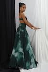 Buy Green Crepe Square Neck Blotch Print Lehenga With Bralette For ...
