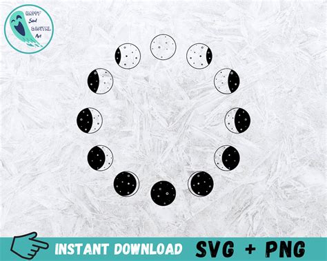 Moon Phase SVG, Lunar Phases Svg, Moon Phase Clip Art, Crescent Moon Svg, Moon Phase Cut File ... - Moon Phases Clip Art