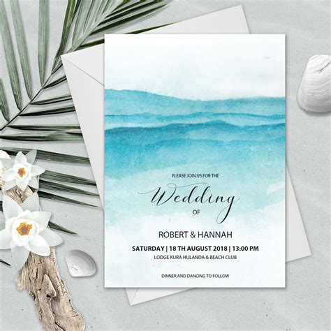 Beach Wedding Invitation Templates - Printable Word Searches