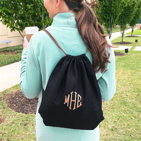 Black Personalized Cinch Bag - Marleylilly