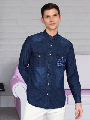 Buy KUONS AVENUE Men's Denim Casual Shirt (M) Online